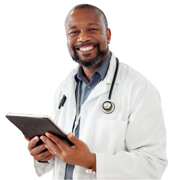 Médico especialista com tablet
